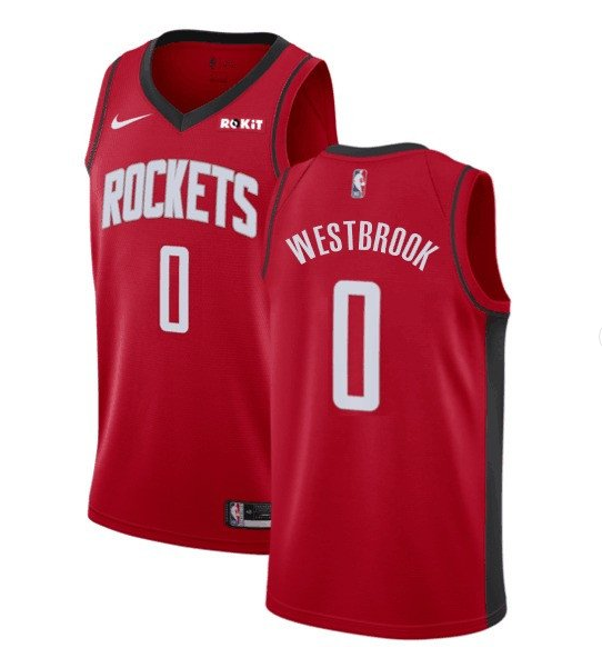 Men's Houston Rockets #0 Russell Westbrook Red NBA Stitched Jersey